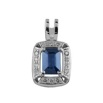 Colier din aur alb cu pietre Diamant, Safir