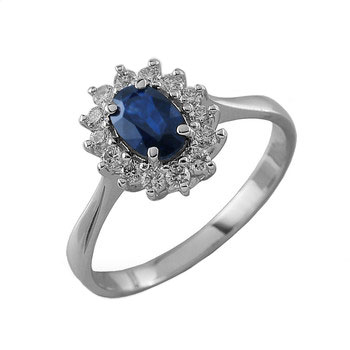 Inel din aur alb cu pietre Diamant, Safir