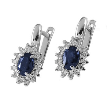 Cercei din aur alb cu pietre Diamant, Safir