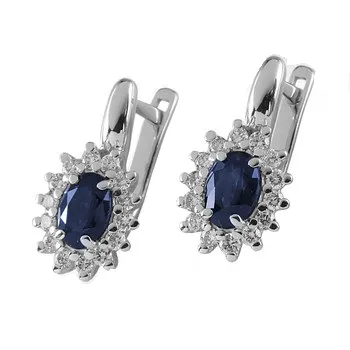 Cercei din aur alb cu Diamant, Safir