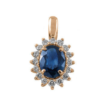Colier din aur roșu cu pietre Diamant, Safir