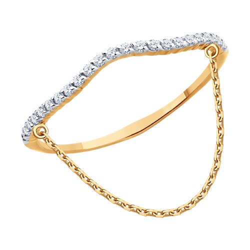 Inel din aur roșu cu pietre Cubic Zirconia Incolor