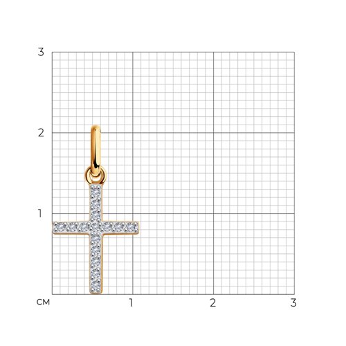 Cruce din aur roșu cu Cubic Zirconia Incolor