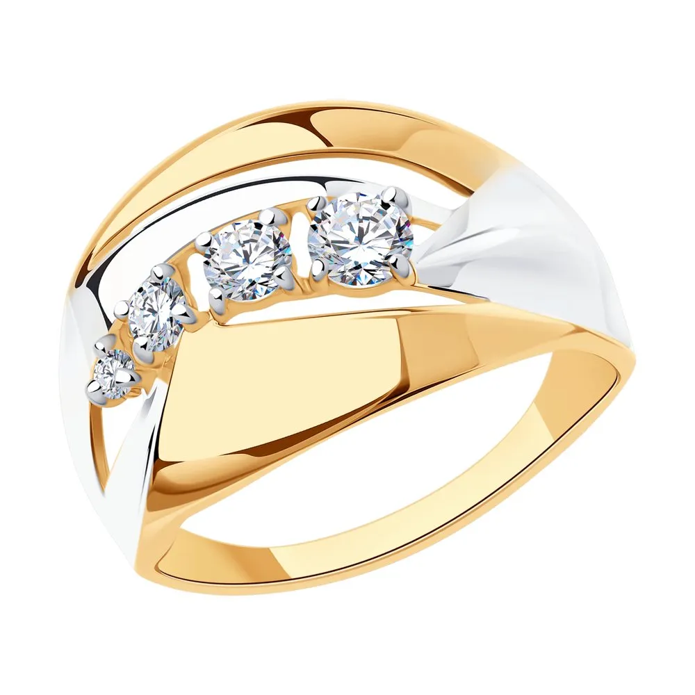 Inel din aur roșu cu Cubic Zirconia Incolor