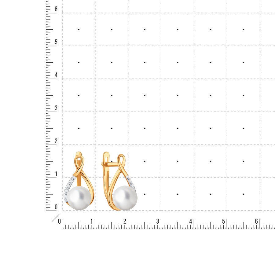 Cercei din aur roșu cu pietre Diamant, Perla Albă