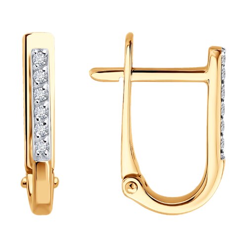 Cercei din aur roșu cu pietre Cubic Zirconia Incolor
