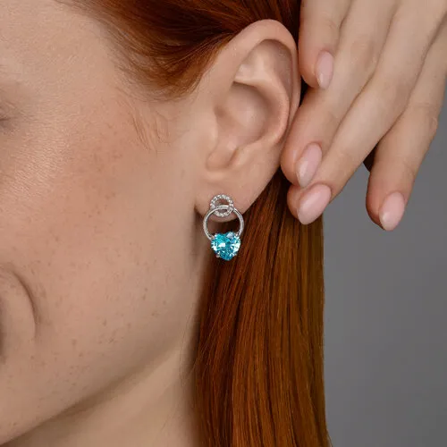Cercei Pusete din argint cu Cubic Zirconia Incolor, Cubic Zirconia Albastru