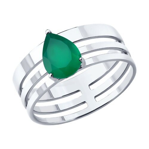 Inel din argint  cu pietre Agat verde