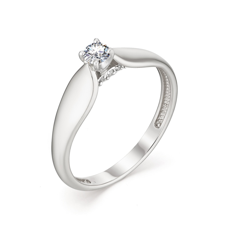 Кольцо из белого золота с камнями Бриллиант