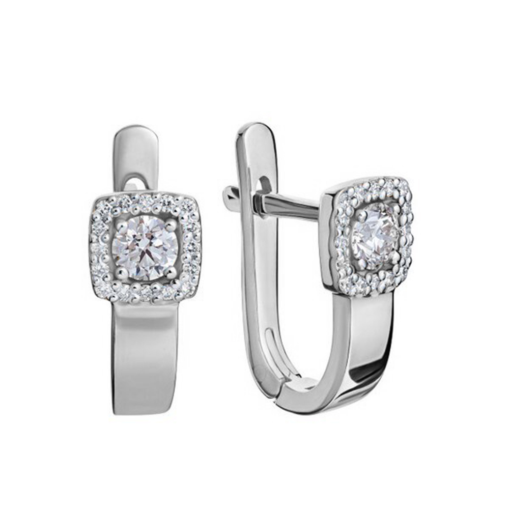 Cercei din aur alb cu pietre Diamant