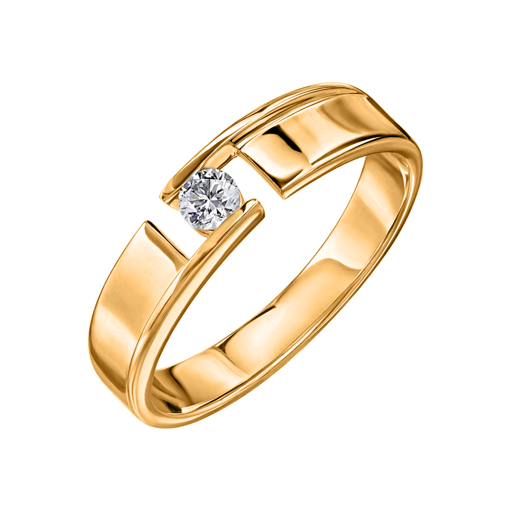 Кольцо из красного золота с камнями Бриллиант