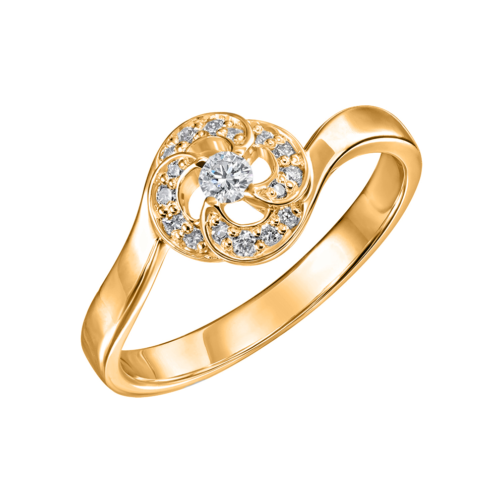 Inel din aur roșu cu pietre Diamant