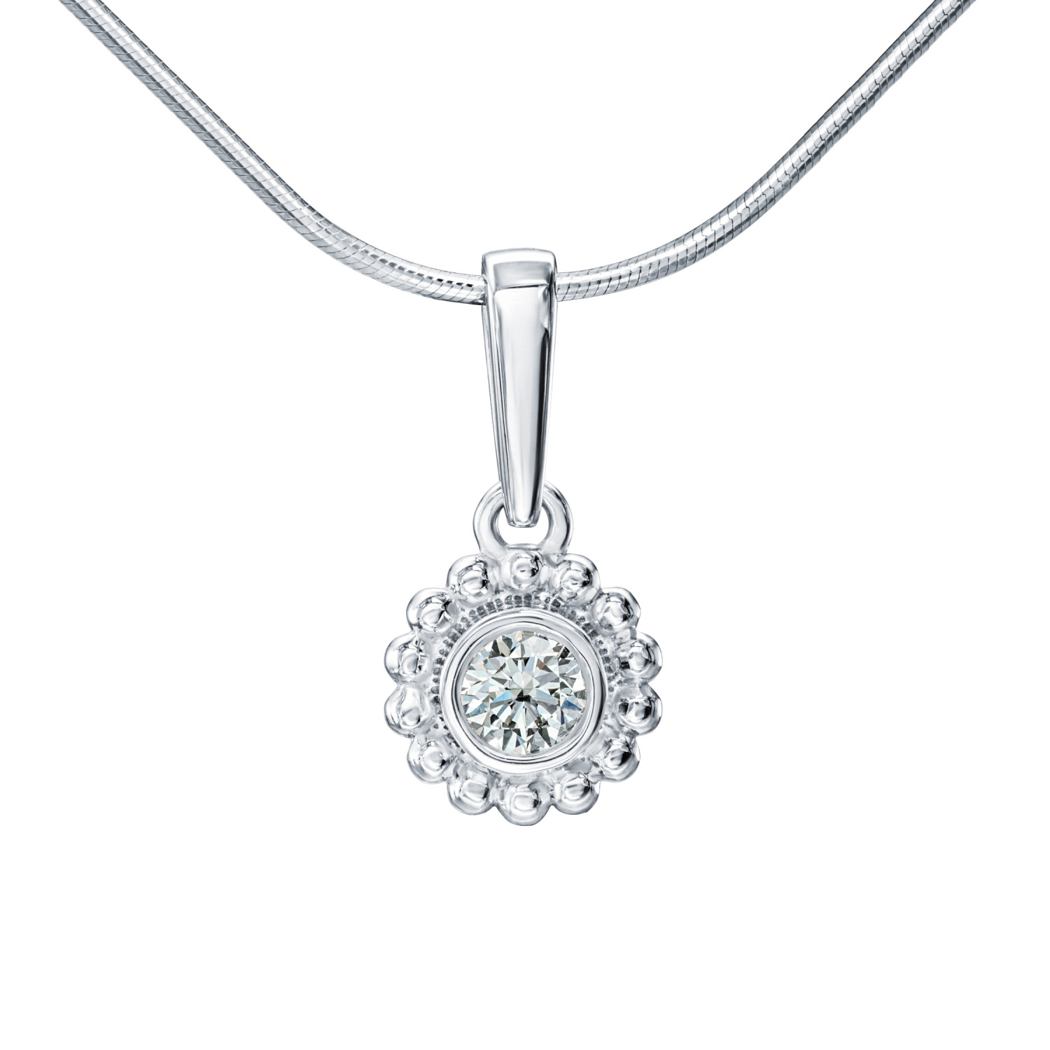 Pandantiv din aur alb cu pietre Diamant