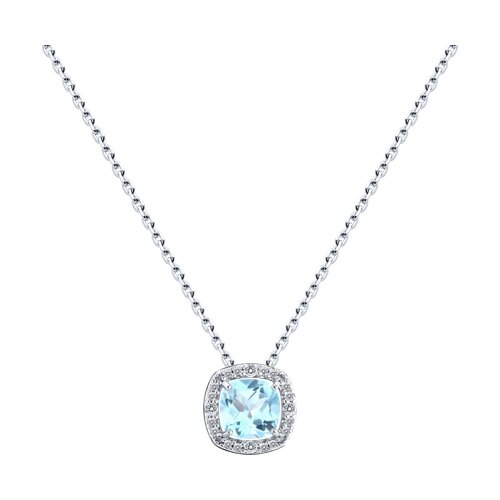 Colier din argint  cu pietre Cubic Zirconia Incolor, Topaz albastru