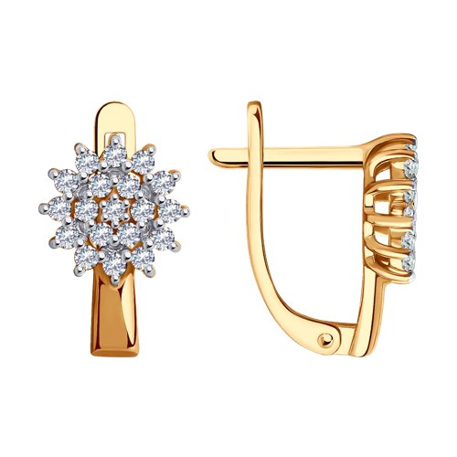 Cercei din aur roșu cu pietre Cubic zirconia