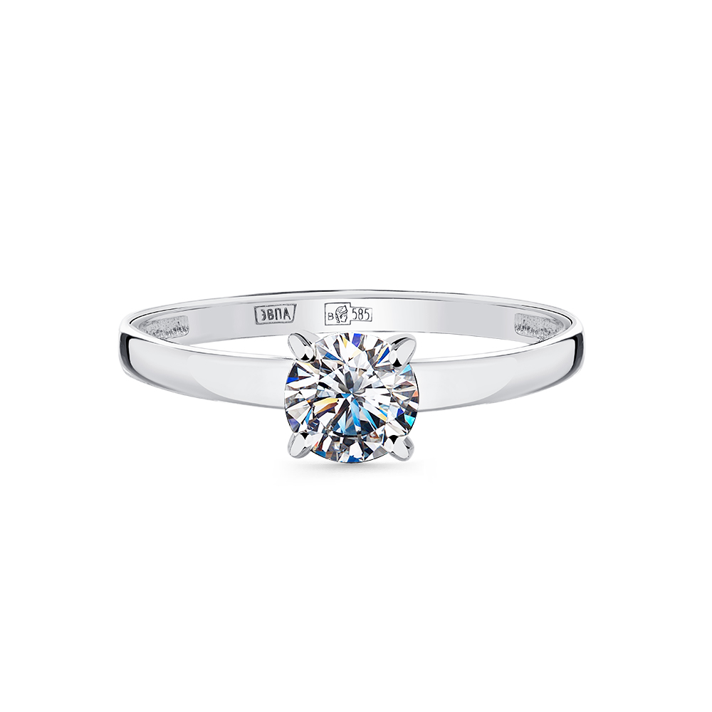 Inel din aur alb cu pietre Cubic Zirconia Incolor