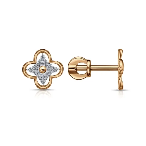 Cercei Pusete din aur roșu cu Cubic Zirconia Incolor