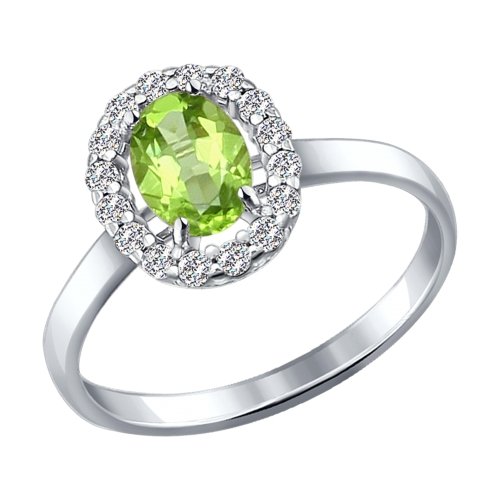 Inel din argint  cu pietre Cubic Zirconia Incolor, Crisolit