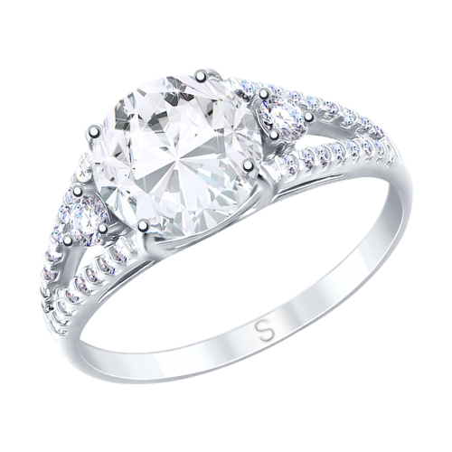 Inel din argint  cu pietre Cubic Zirconia Incolor, Cristal de munte