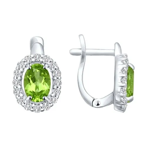 Cercei din argint cu Cubic Zirconia Incolor, Crisolit