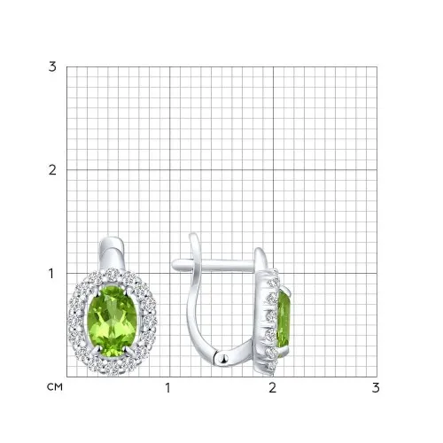 Cercei din argint cu Cubic Zirconia Incolor, Crisolit