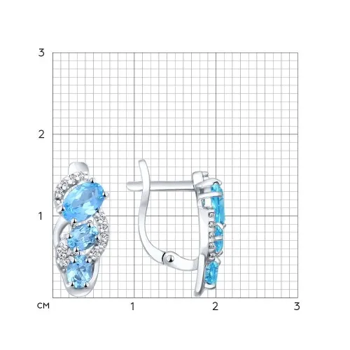 Cercei din argint cu Cubic Zirconia Incolor, Topaz albastru