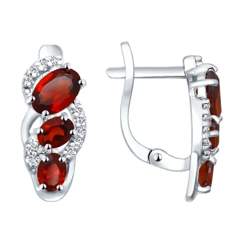 Cercei din argint cu Cubic Zirconia Incolor, Granat