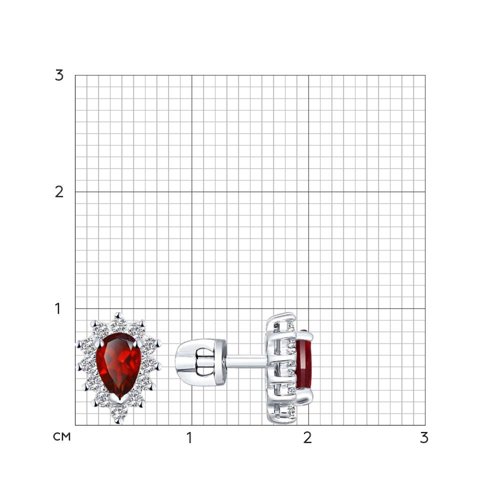 Cercei Pusete din argint  cu pietre Cubic Zirconia Incolor, Granat