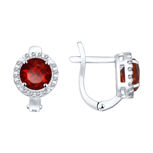 Cercei din argint  cu pietre Cubic Zirconia Incolor, Granat