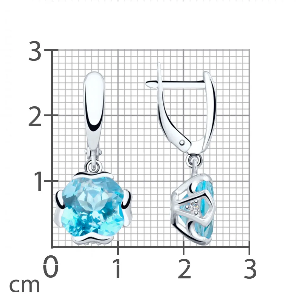 Cercei Suspendați din argint cu Cubic Zirconia Incolor, Topaz albastru