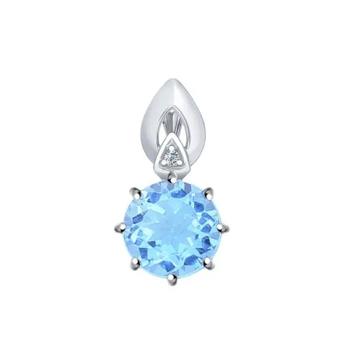 Pandantiv din argint cu Cubic Zirconia Incolor, Topaz albastru