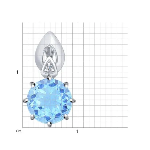 Pandantiv din argint cu Cubic Zirconia Incolor, Topaz albastru