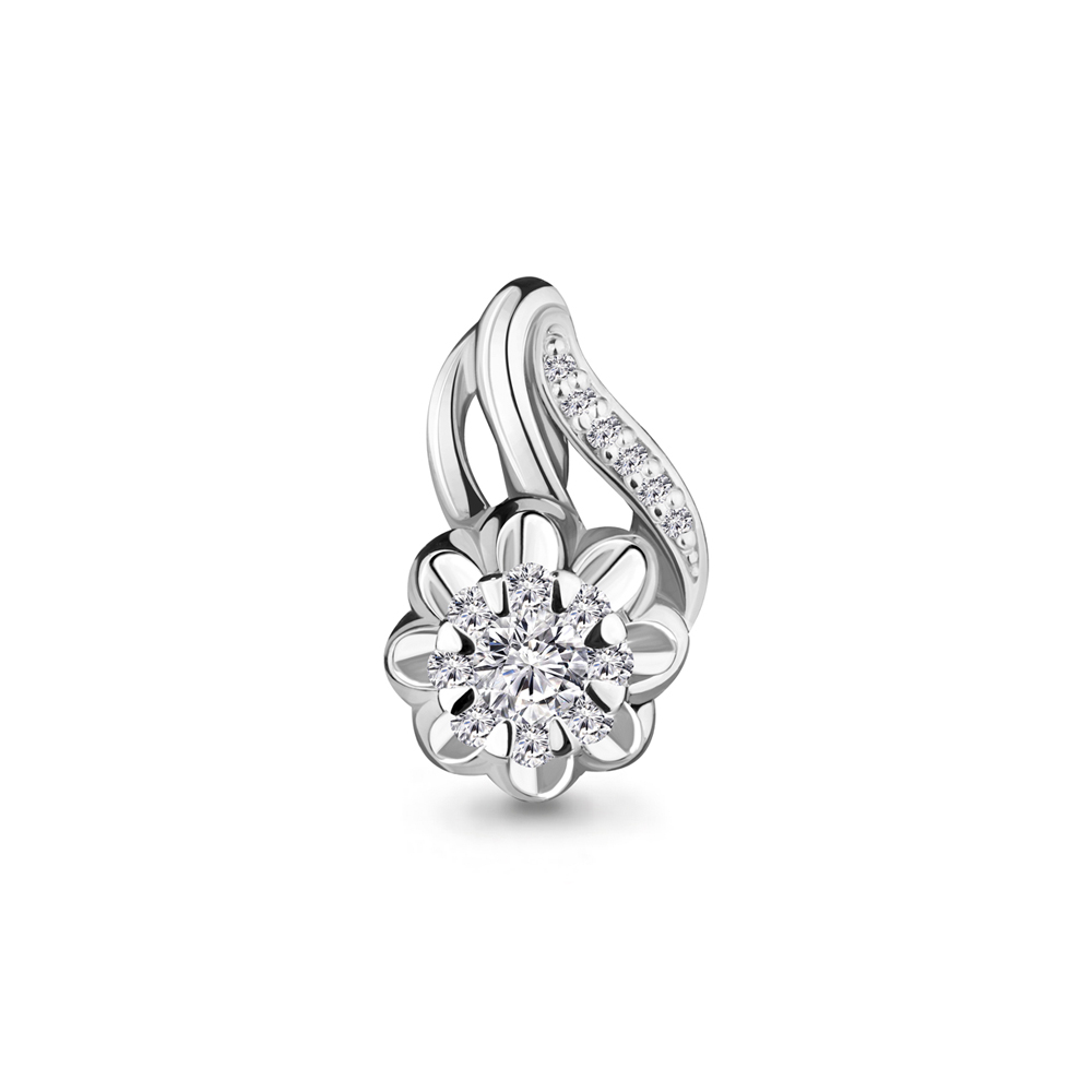 Pandantiv din aur alb cu pietre Diamant