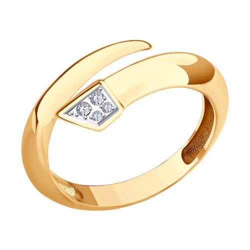 Inel din aur roșu cu pietre Cubic Zirconia Incolor