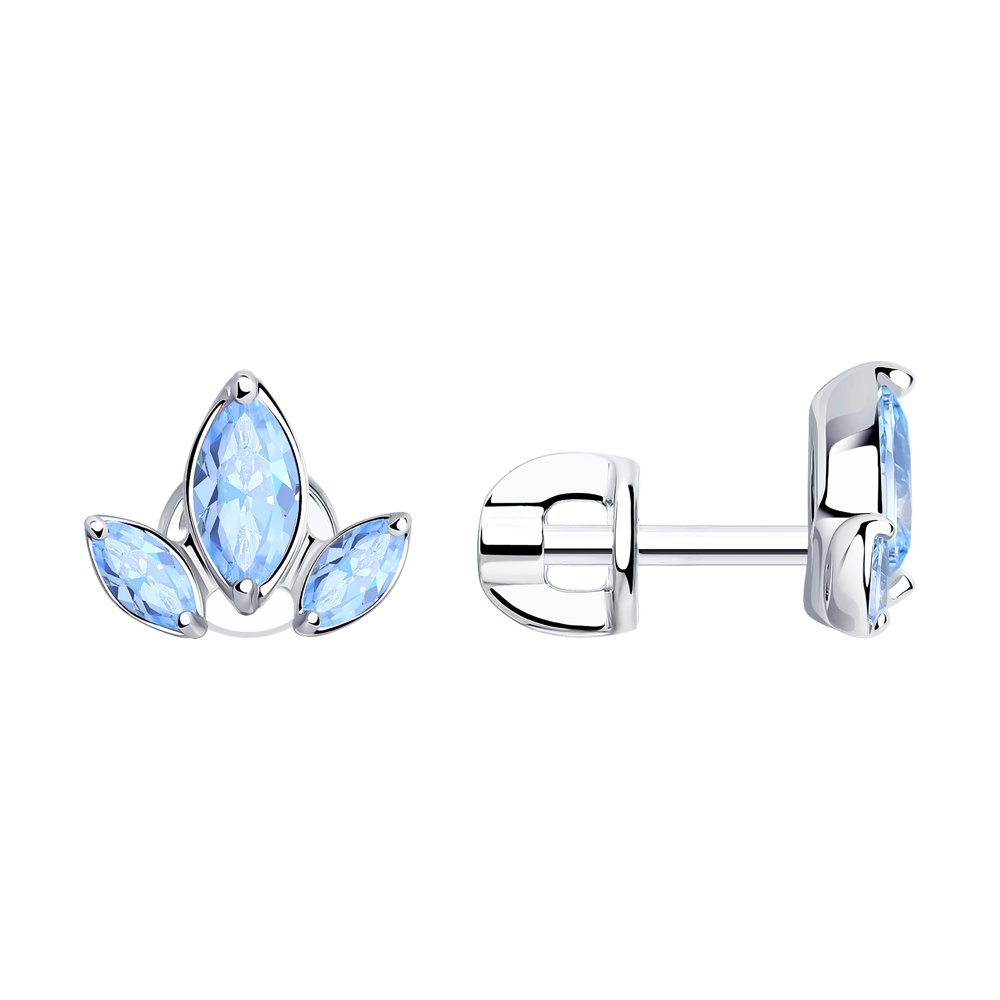 Cercei Pusete din argint  cu pietre Cubic Zirconia Albastru