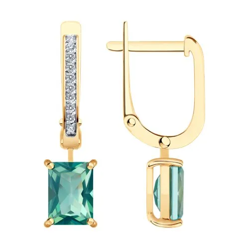 Cercei Suspendați din aur roșu cu Cubic Zirconia Incolor, Topaz verde