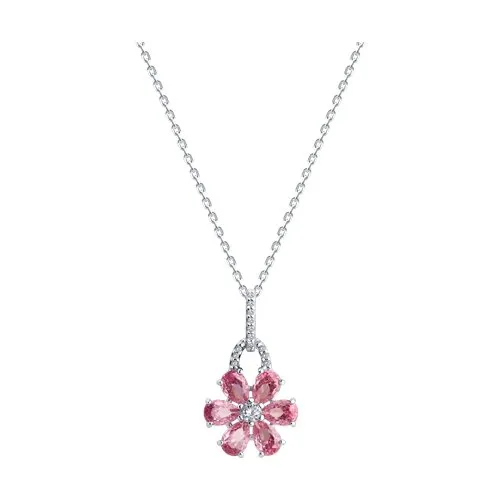 Colier din argint cu Cubic Zirconia Incolor, Cubic Zirconia Roz