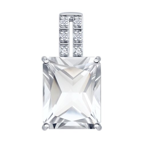Подвеска из белого золота с камнями Бриллиант, Горный хрусталь