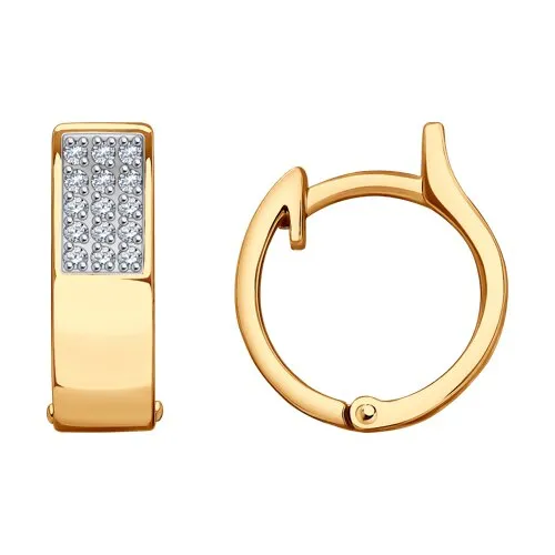 Cercei Creole din aur roșu cu Cubic Zirconia Incolor