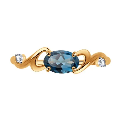 Inel din aur roșu cu Cubic Zirconia Incolor, Topaz London