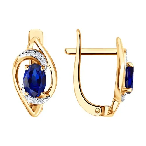 Cercei din aur roșu cu Cubic Zirconia Incolor, Corindon