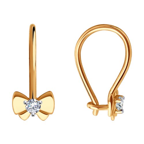 Cercei p-u copii din aur roșu cu pietre Cubic Zirconia Incolor