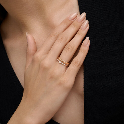 Inel din aur roșu cu pietre Cubic Zirconia Incolor