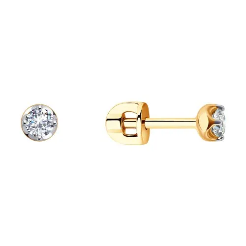 Cercei Pusete din aur roșu cu Cubic Zirconia Incolor