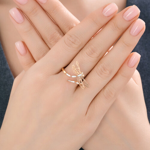 Inel din aur roșu cu pietre Diamant