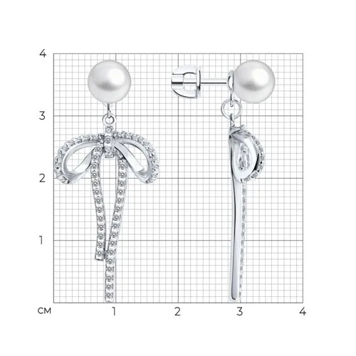 Cercei Pusete din argint cu Cubic Zirconia Incolor, Perla Imit.