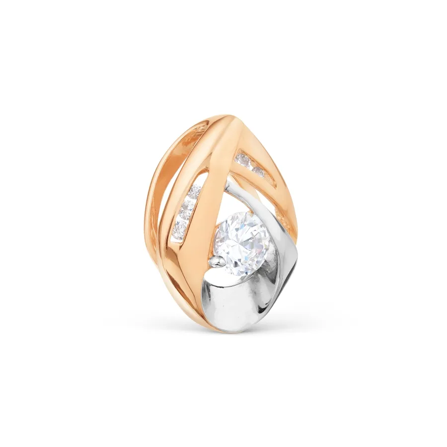 Pandantiv din aur roșu cu Cubic Zirconia Incolor