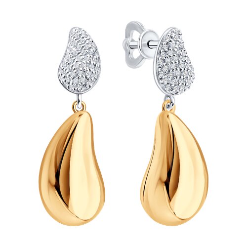 Cercei Pusete din aur alb și roșu cu pietre Diamant