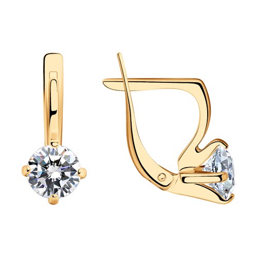Cercei din aur roșu cu pietre Cubic Zirconia Incolor