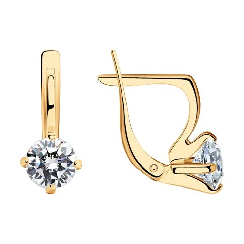 Cercei din aur roșu cu Cubic Zirconia Incolor